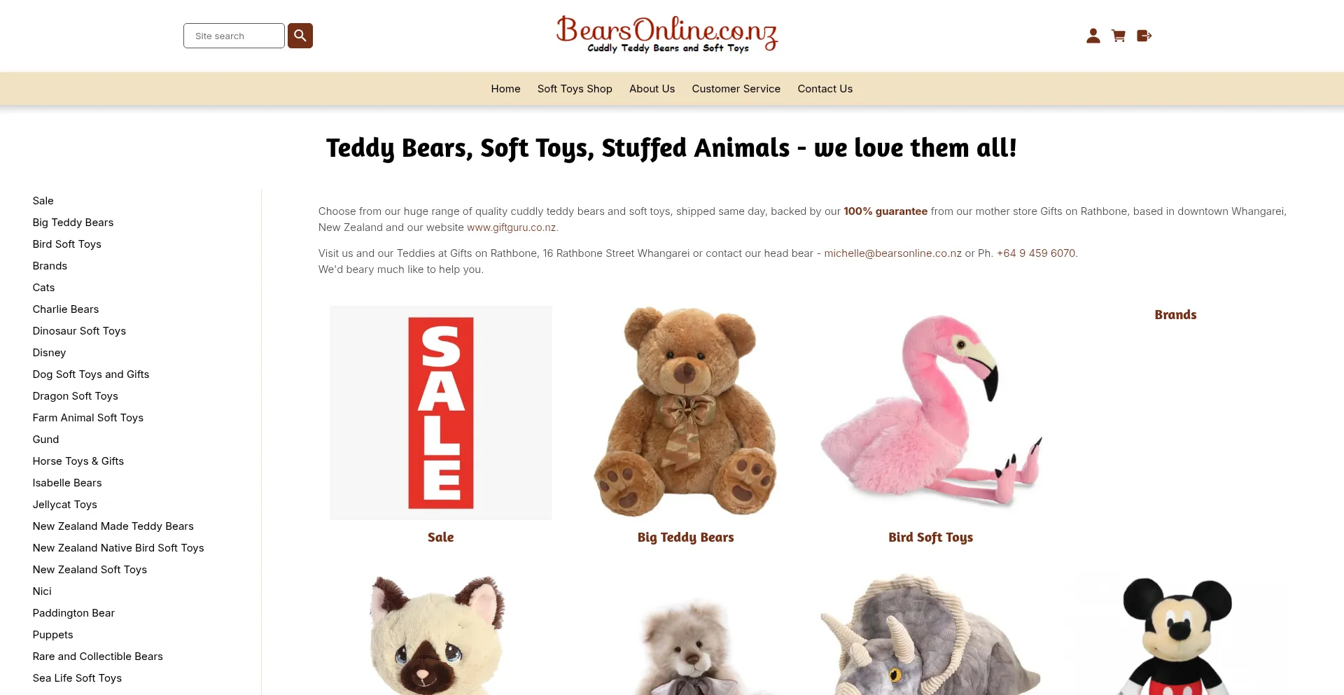 Website screenshot of Bearsonline.co.nz