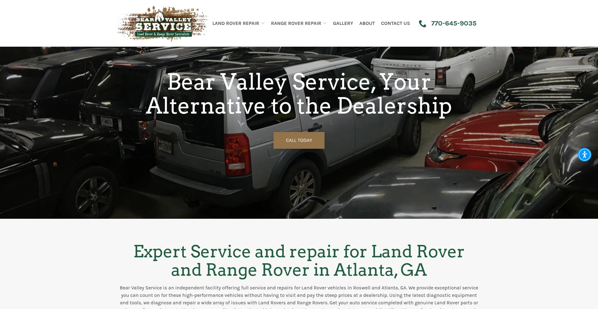 Website screenshot of Bearvalleyservice.com