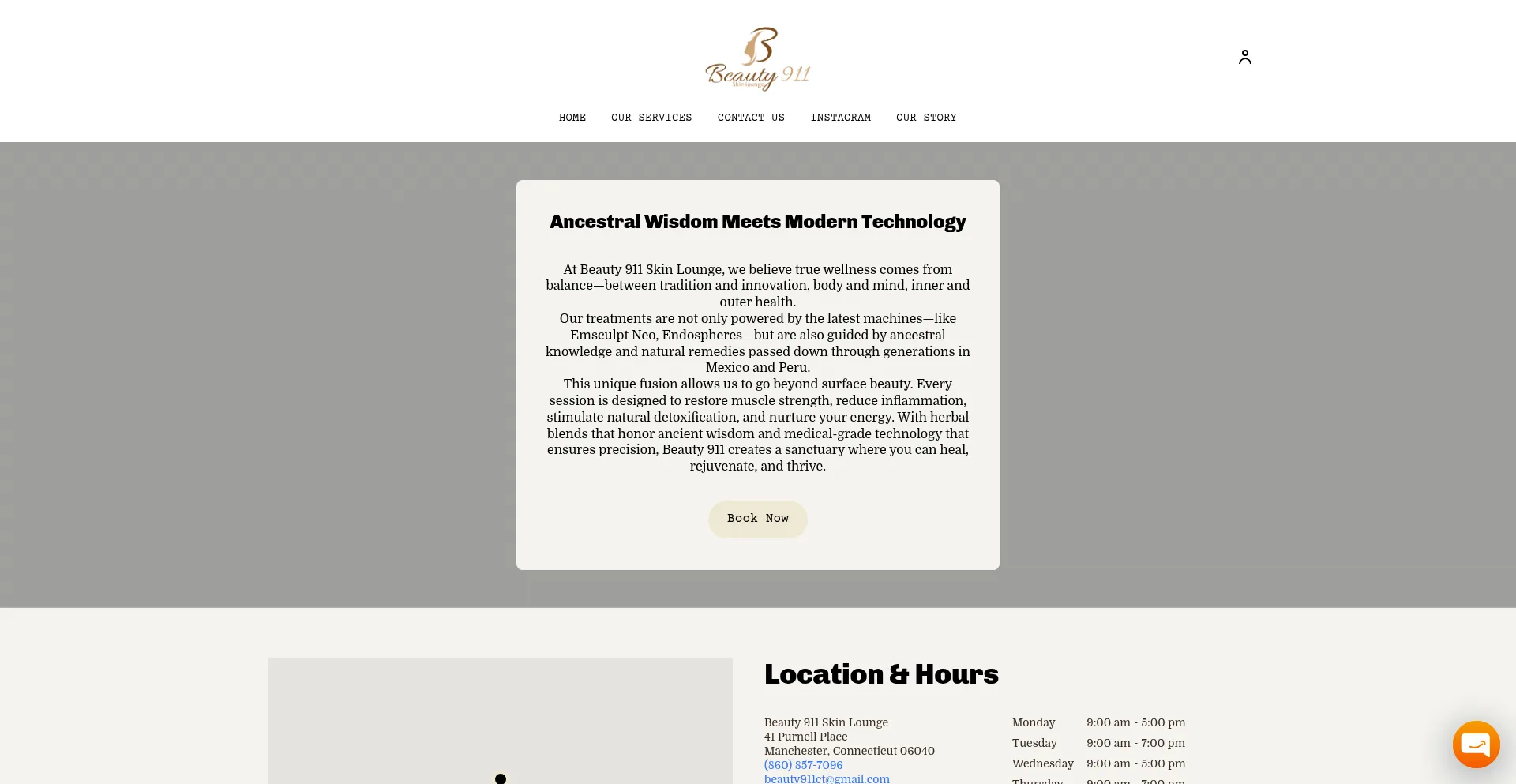 Website screenshot of Beauty911skinlounge.com