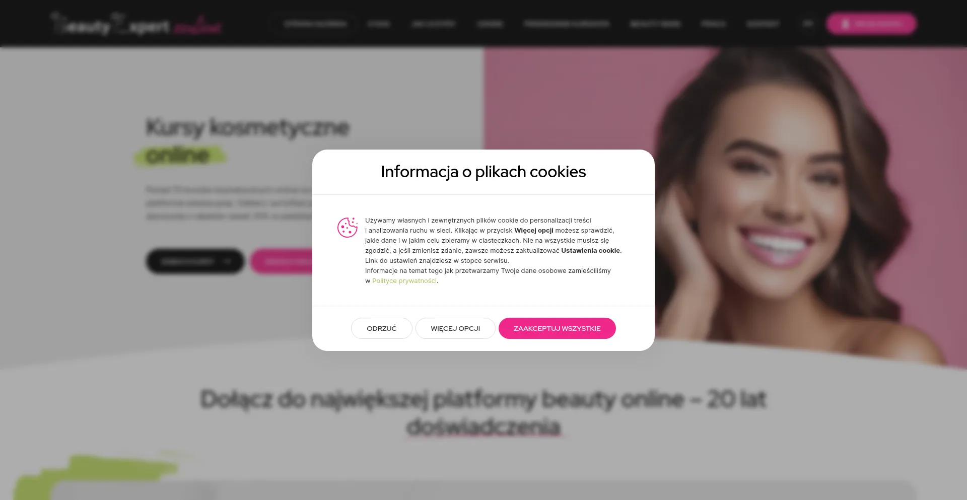 Website screenshot of Beautyexpert.io