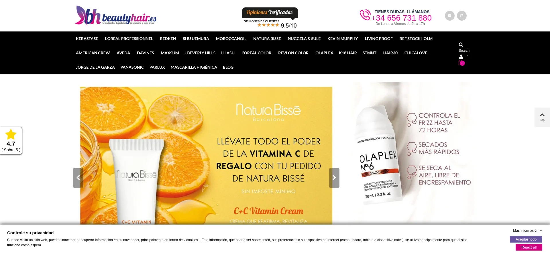 Website screenshot of Beautyhair.es