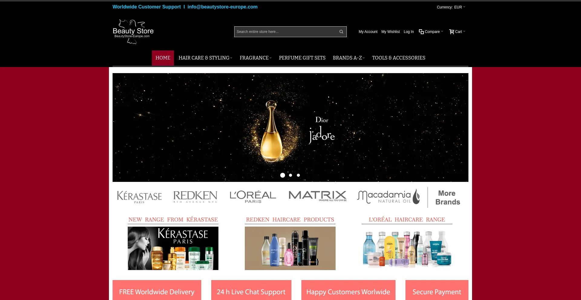 Website screenshot of Beautystore-europe.com