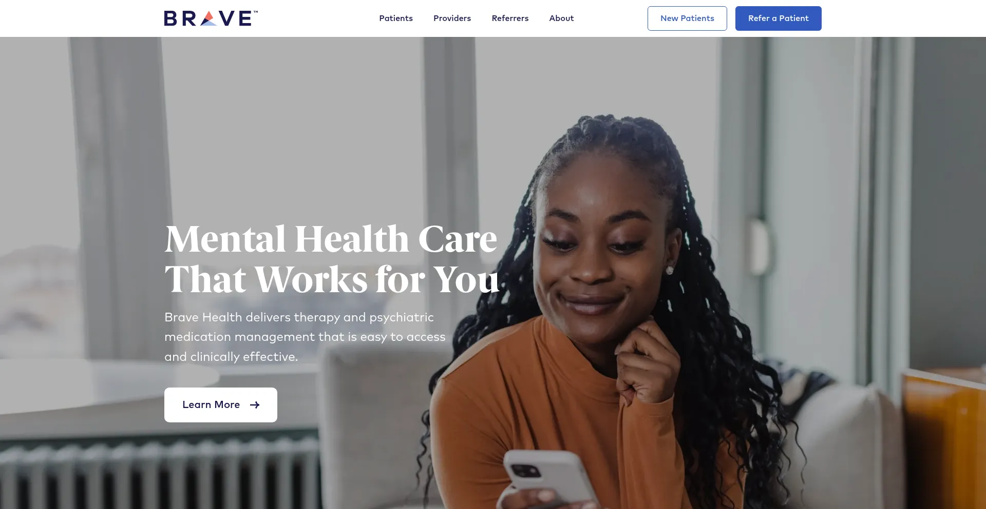 Website screenshot of Bebravehealth.com
