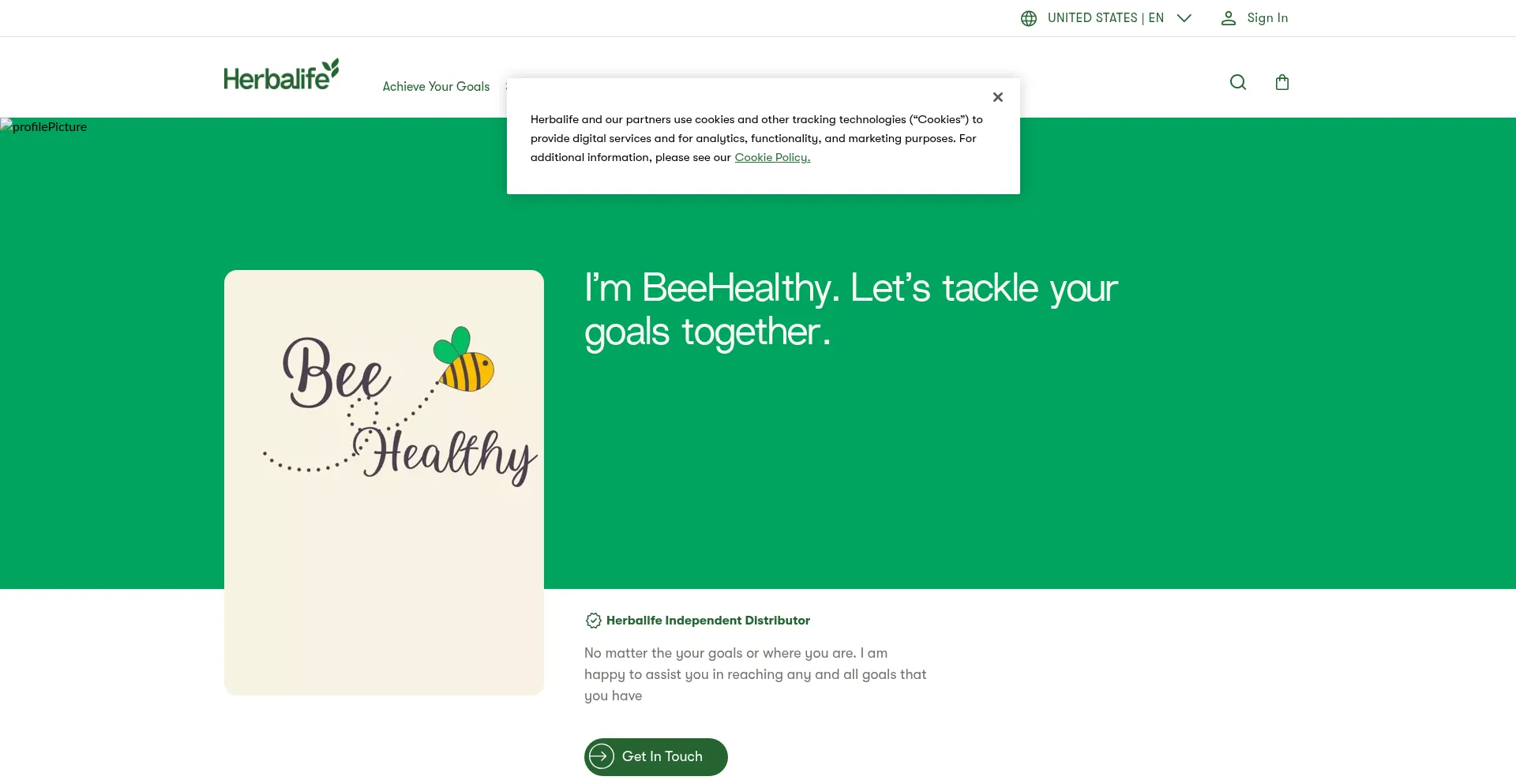 Website screenshot of Beehealthy.herbalife.com