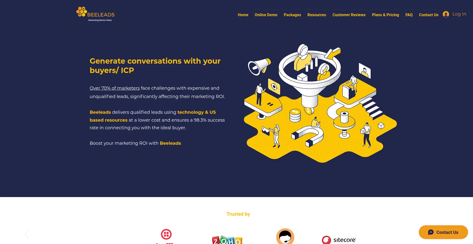 Website screenshot of Beeleads.com