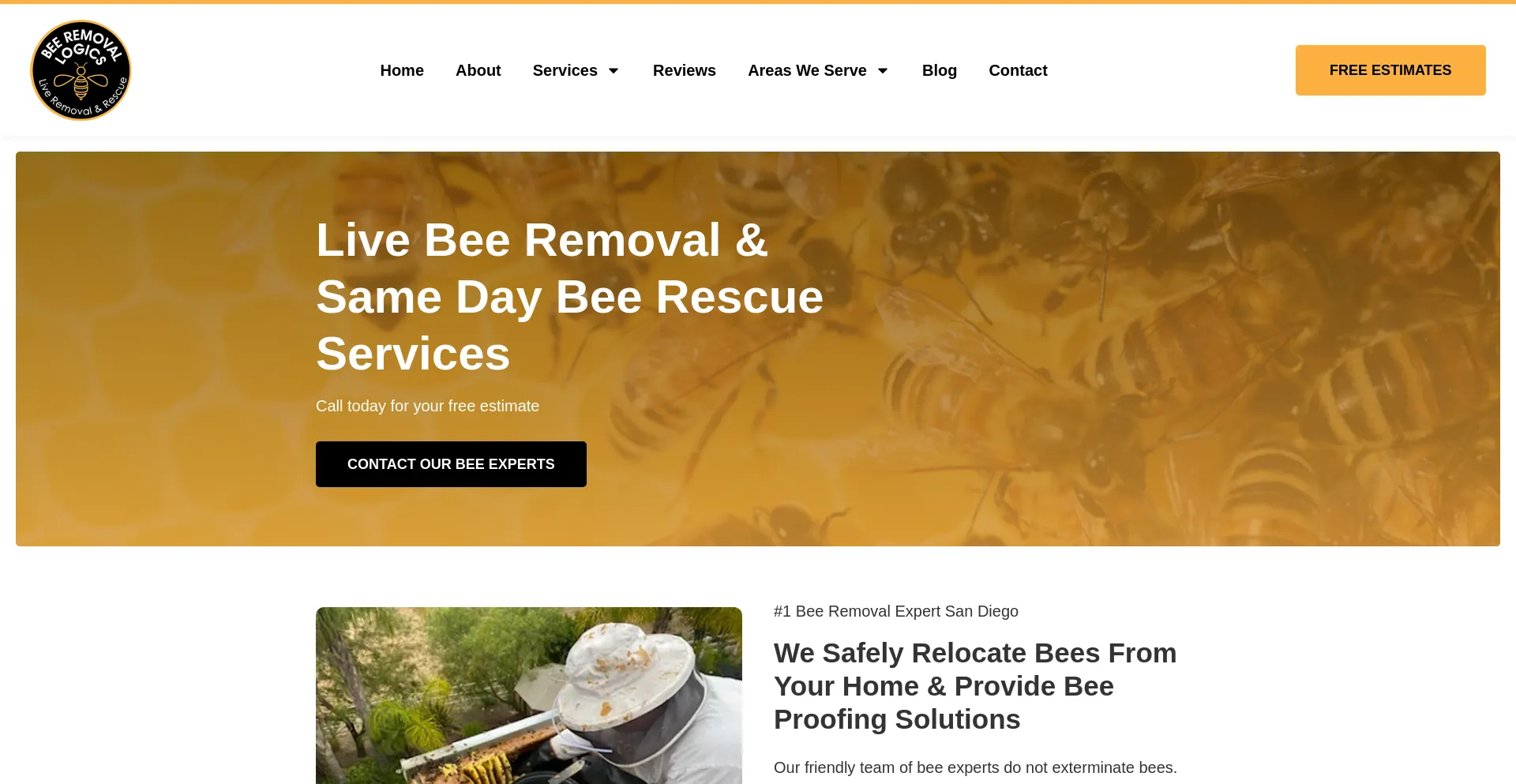 Website screenshot of Beeremovallogics.com