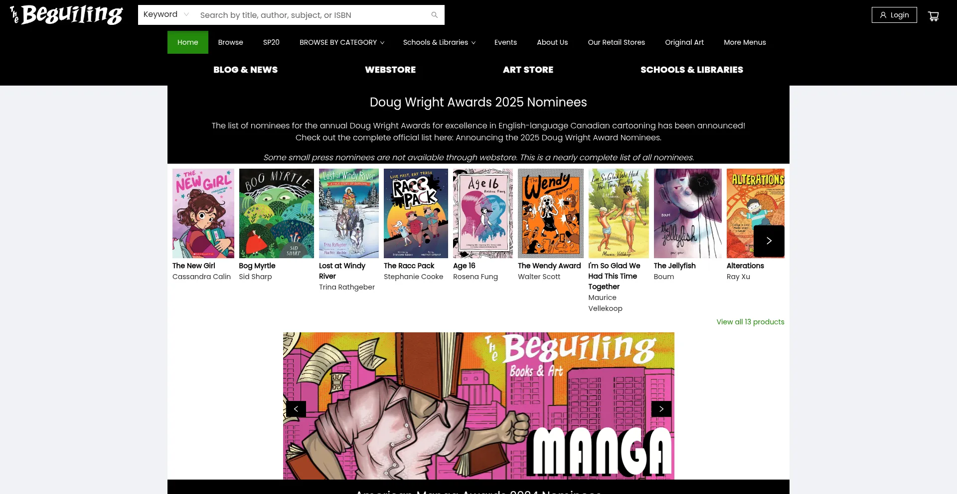 Website screenshot of Beguilingbooks.com