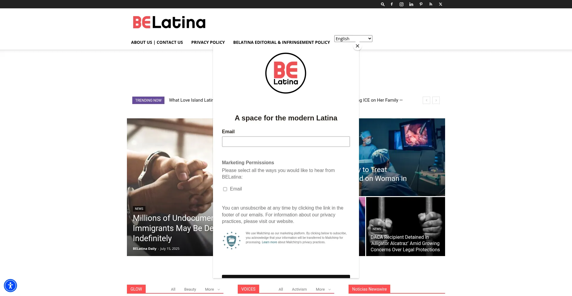 Website screenshot of Belatina.com
