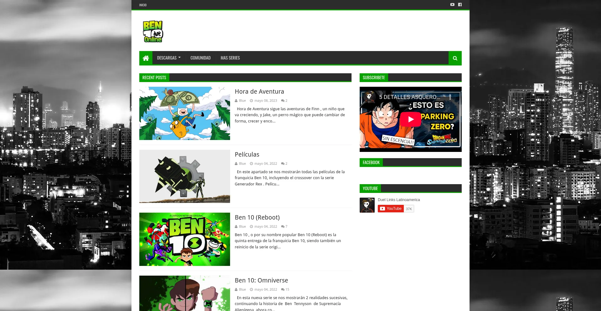 Website screenshot of Ben10veronline.blogspot.com