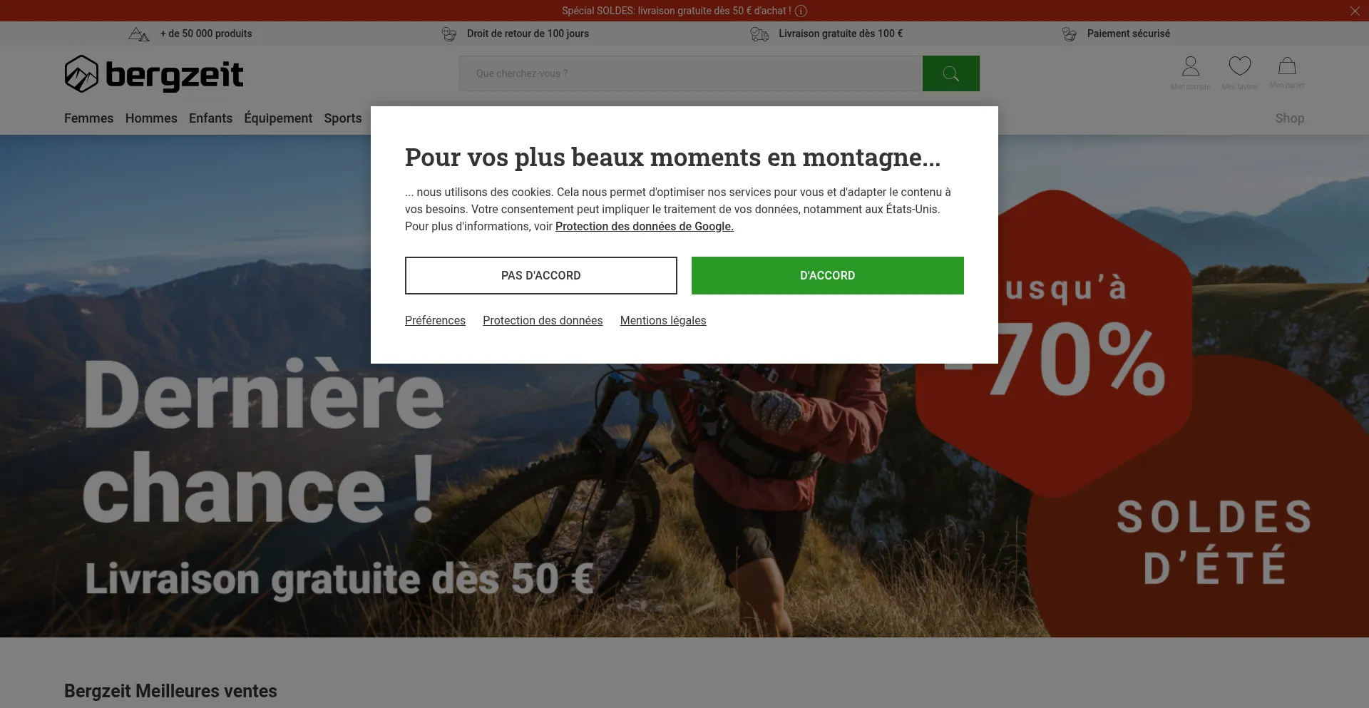 Website screenshot of Bergzeit.fr