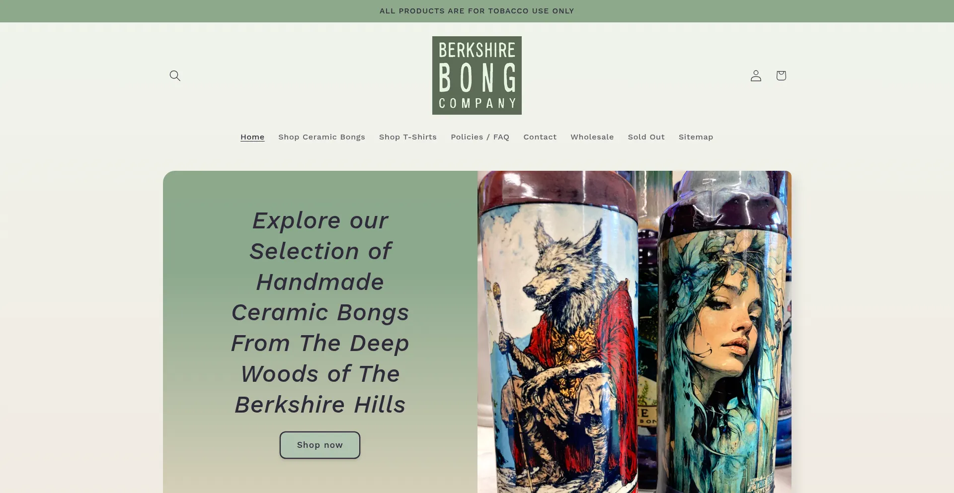 Website screenshot of Berkshirebongs.com