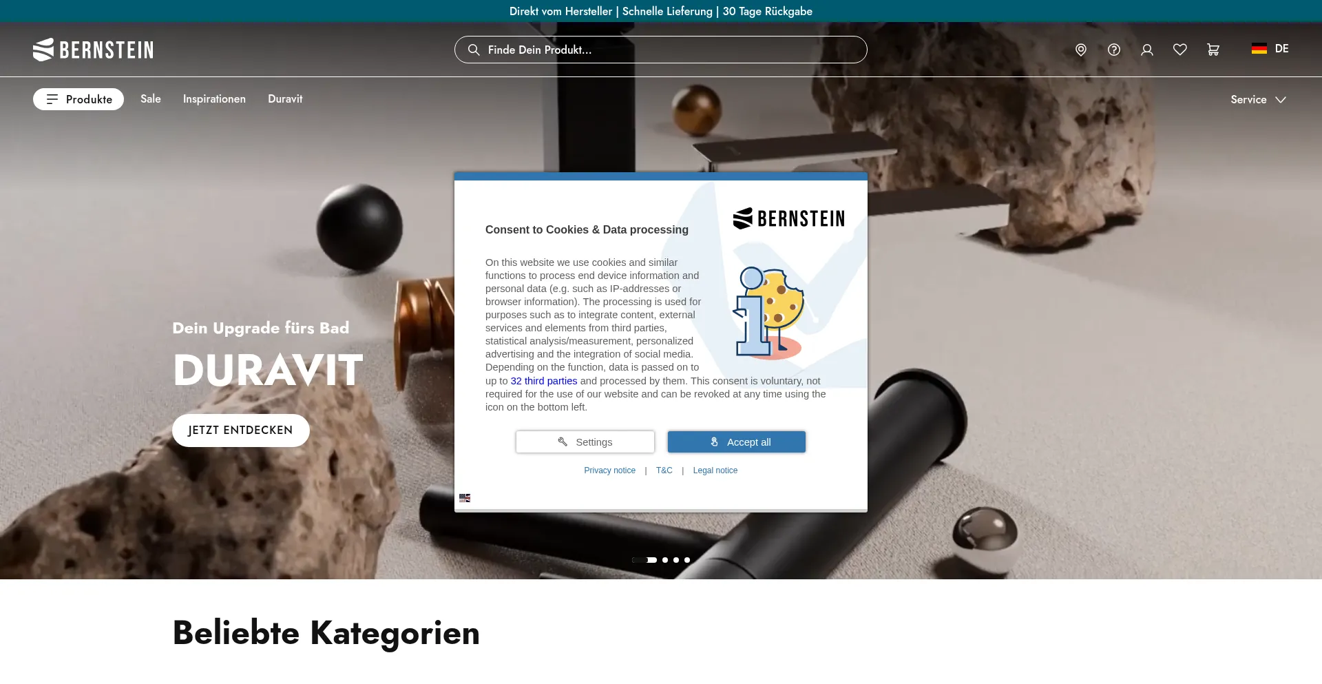 Website screenshot of Bernstein-badshop.de
