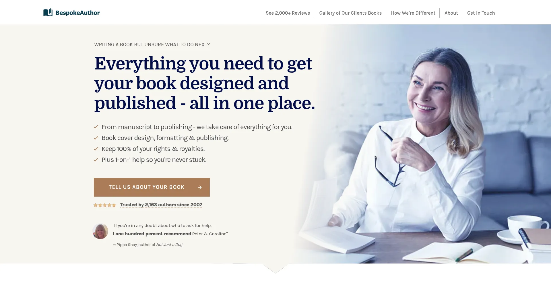 Website screenshot of Bespokeauthor.com