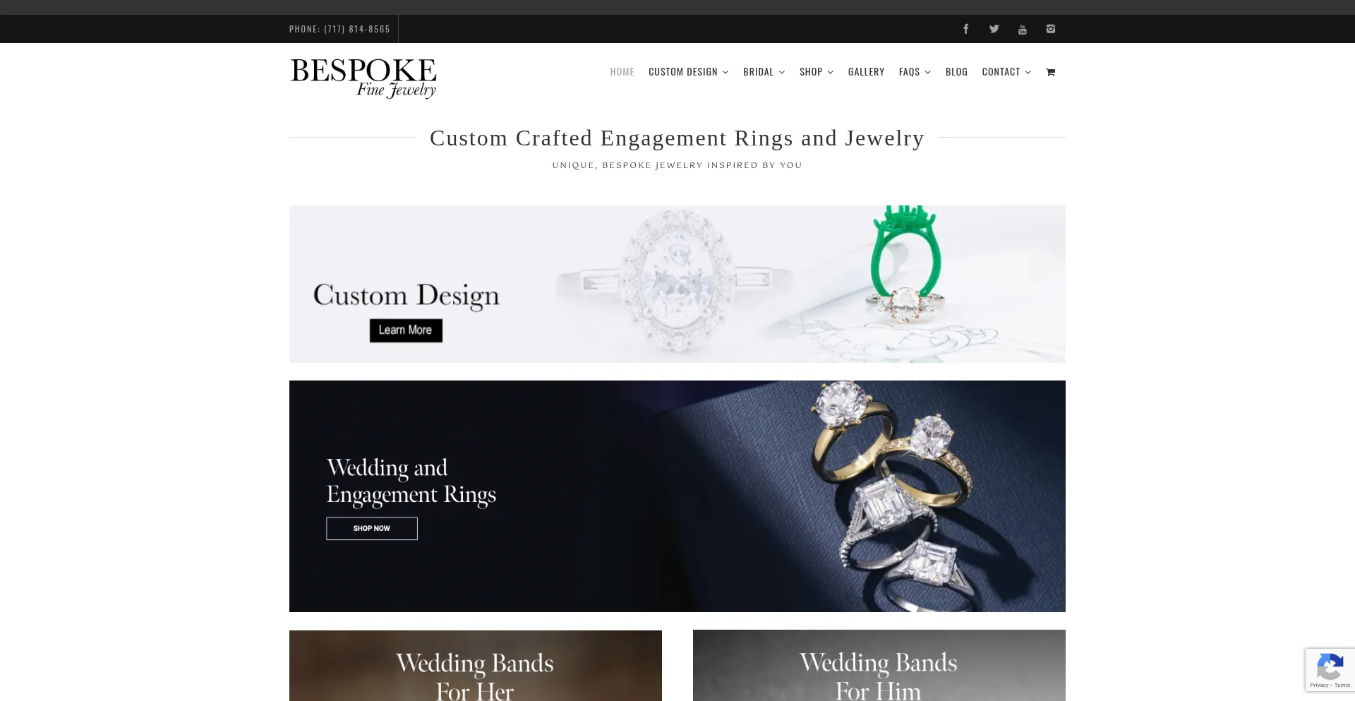 Website screenshot of Bespokefinejewelry.com