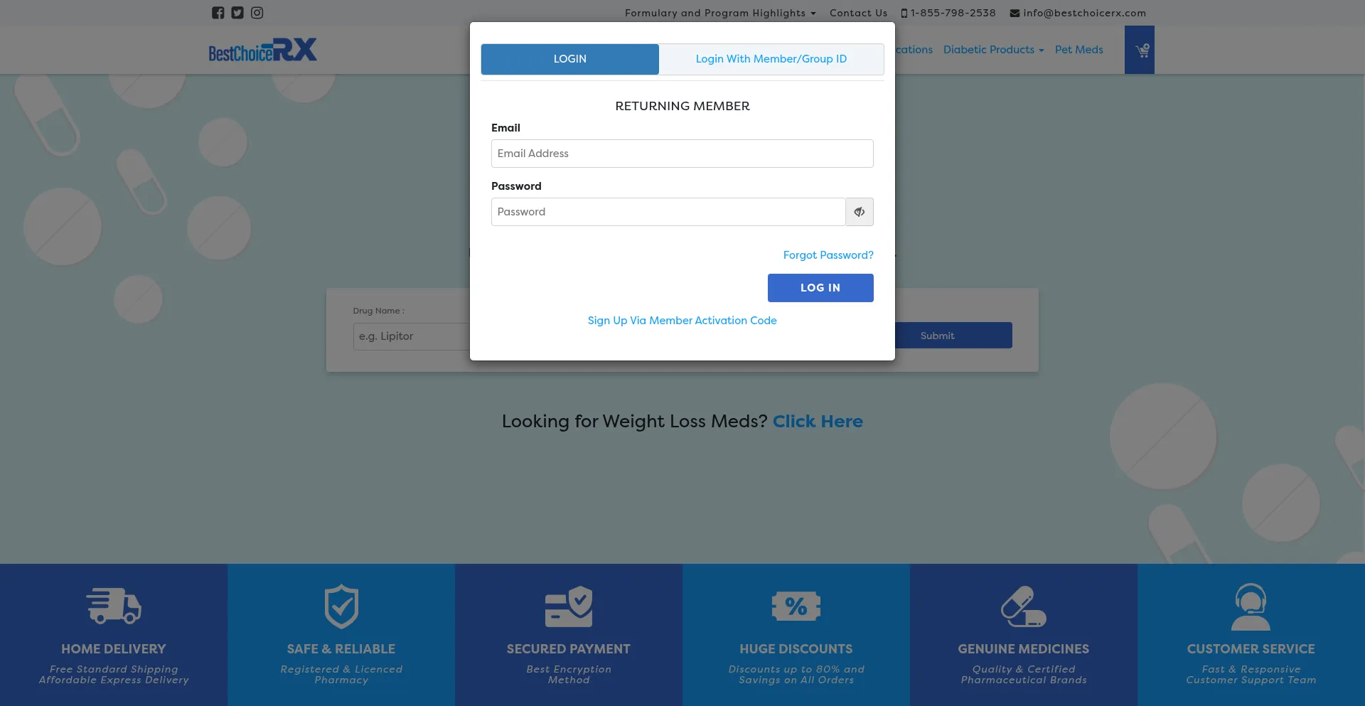 Website screenshot of Bestchoicerx.com