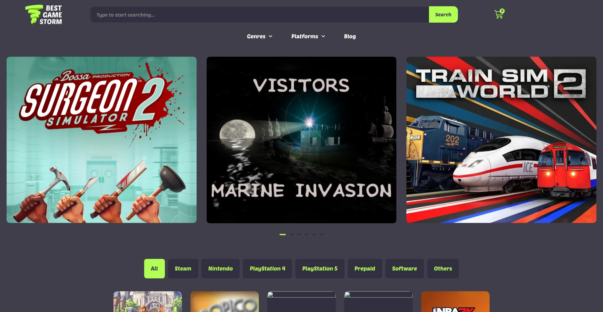 Website screenshot of Bestgamestorm.online