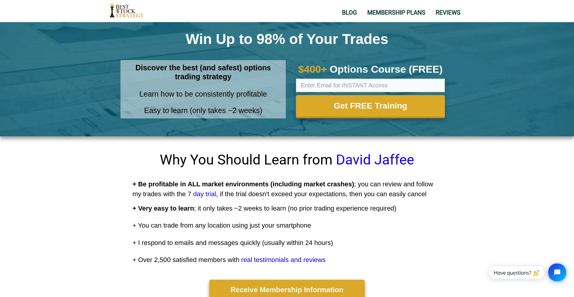 Website screenshot of Beststockstrategy.com