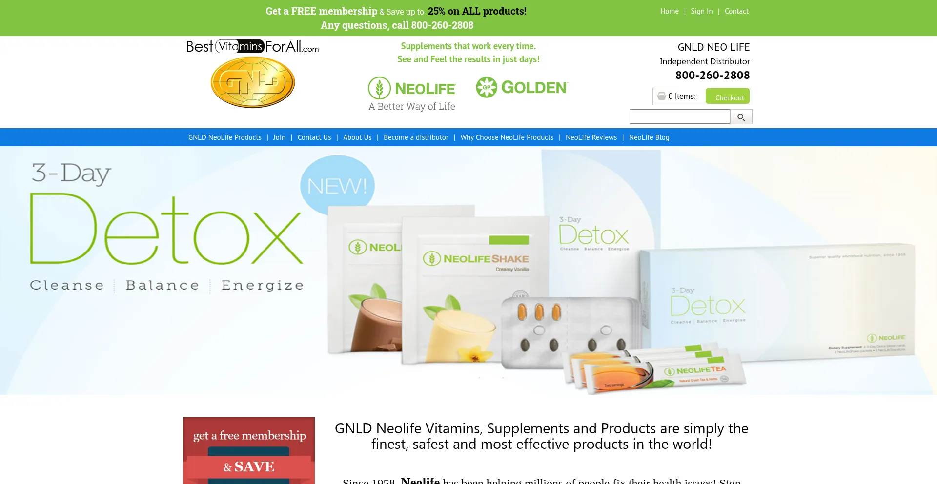 Website screenshot of Bestvitaminsforall.com