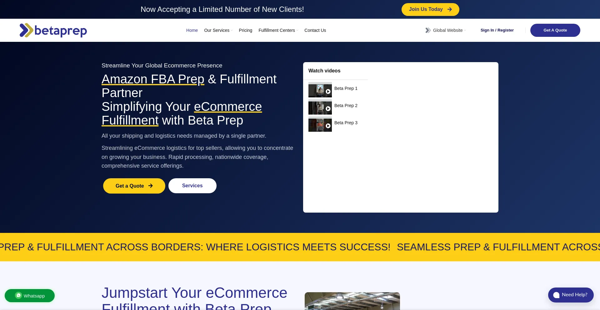 Website screenshot of Betaprep.com