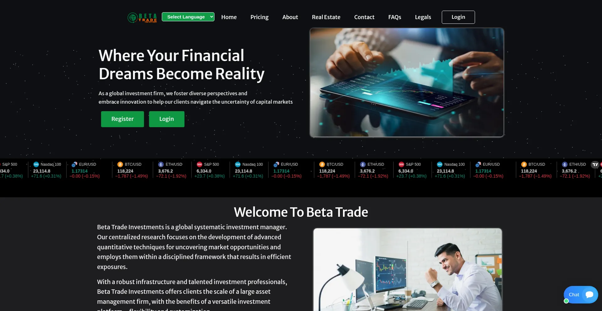 Website screenshot of Betatradepro.com