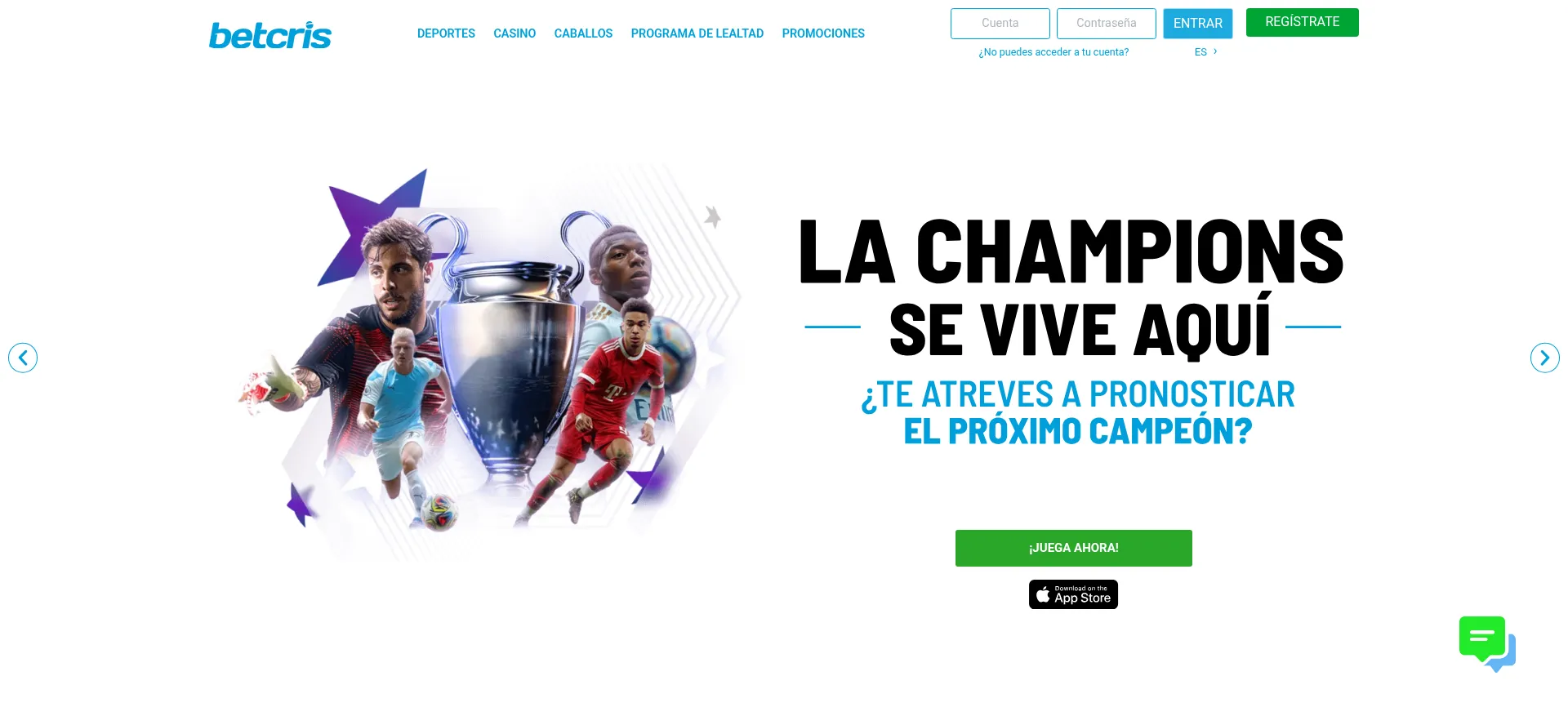 Website screenshot of Betcris.com