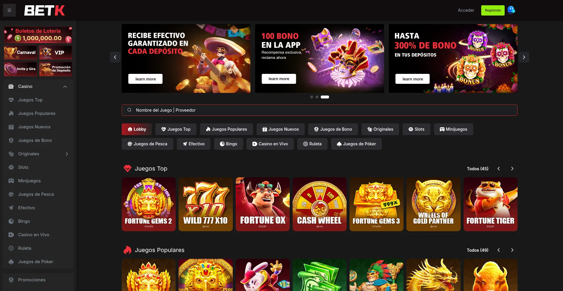 Website screenshot of Betkplay.com
