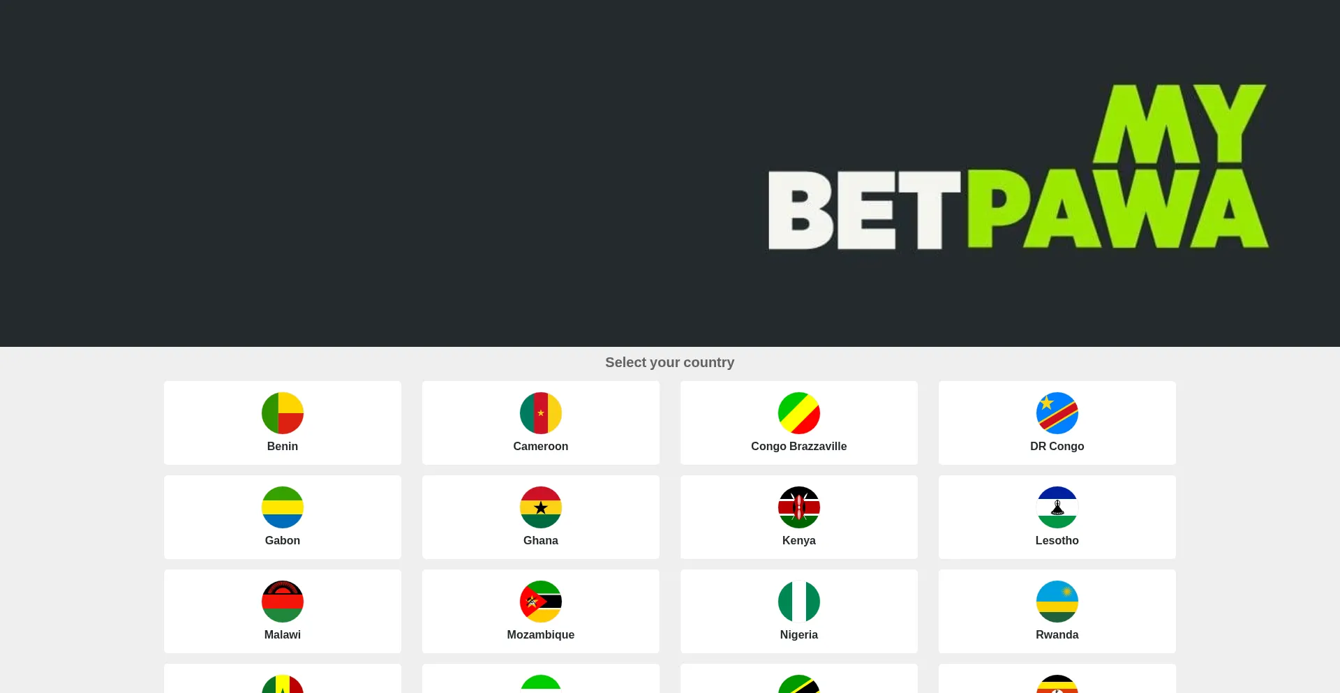 Website screenshot of Betpawa.com