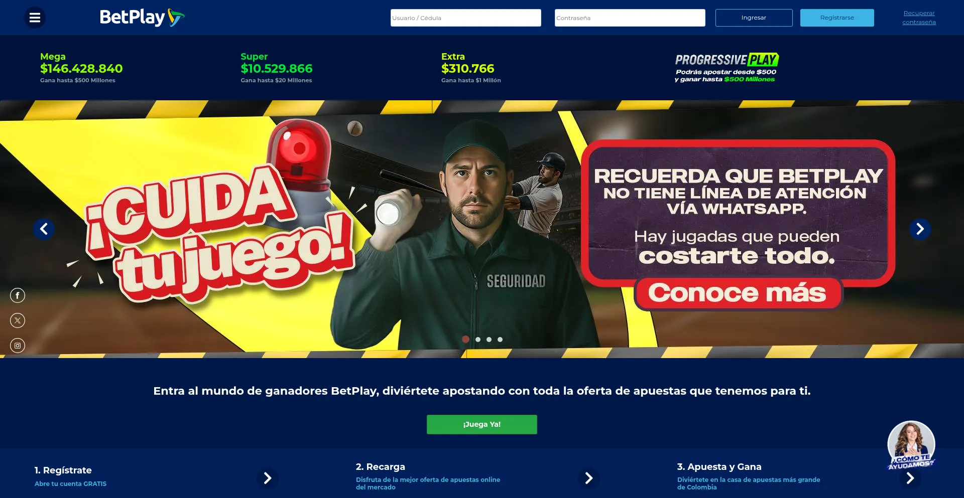 Website screenshot of Betplay.com.co