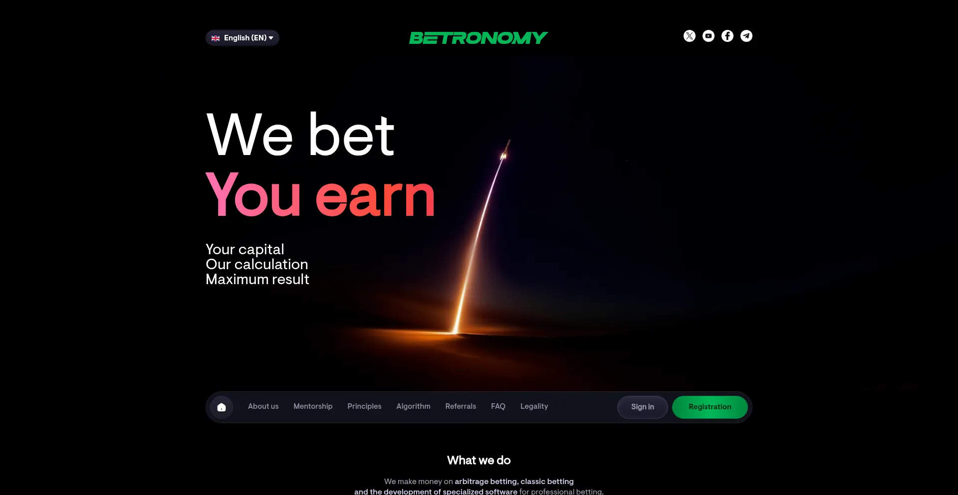 Website screenshot of Betronomy.com