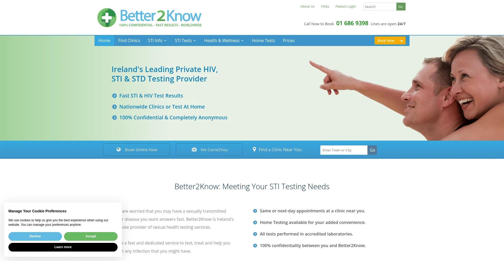 Website screenshot of Better2know.ie