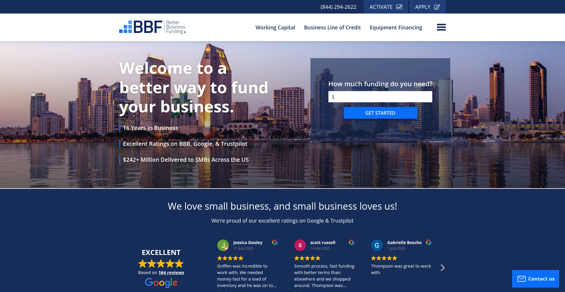 Website screenshot of Betterbusinessfunding.com