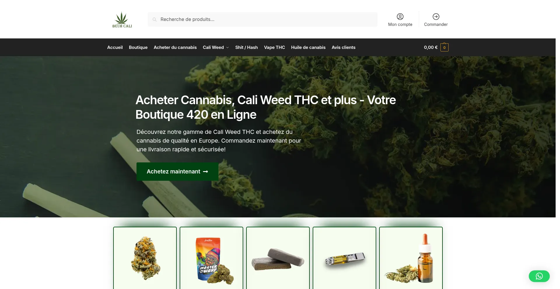 Website screenshot of Beuhcali.fr