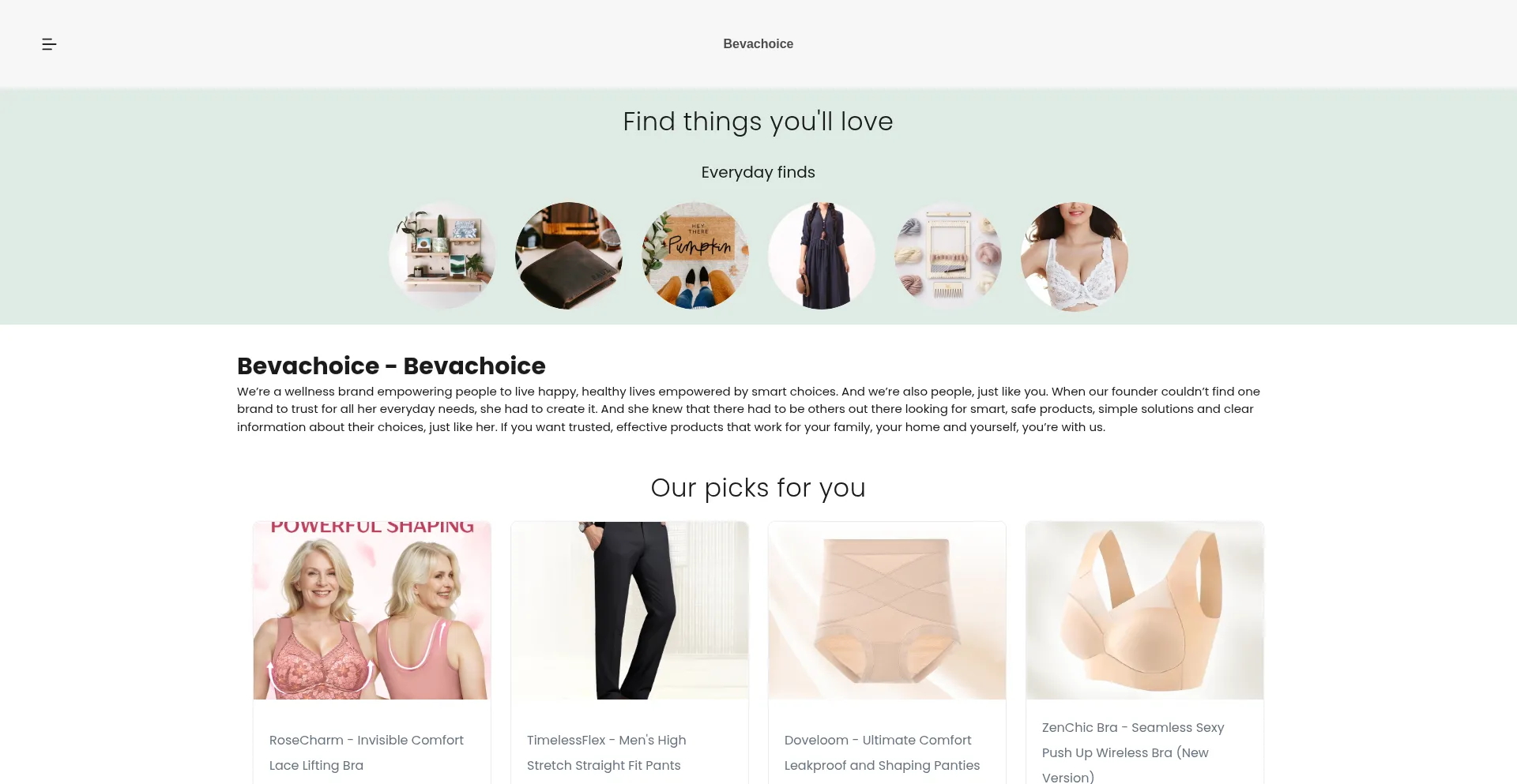 Website screenshot of Bevachoice.com