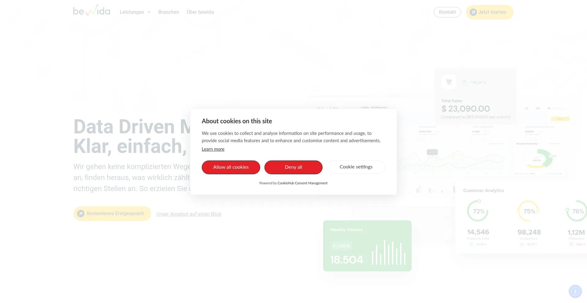 Website screenshot of Bewida.io