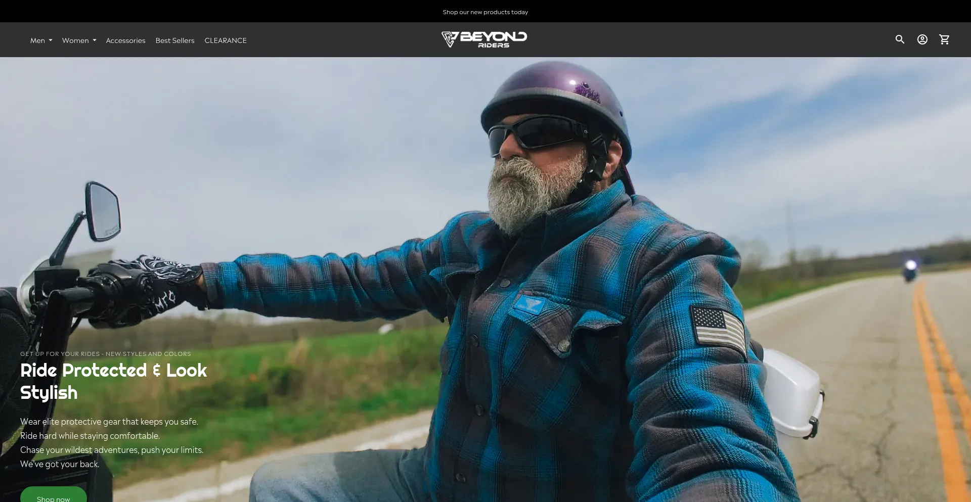 Website screenshot of Beyondriders.com