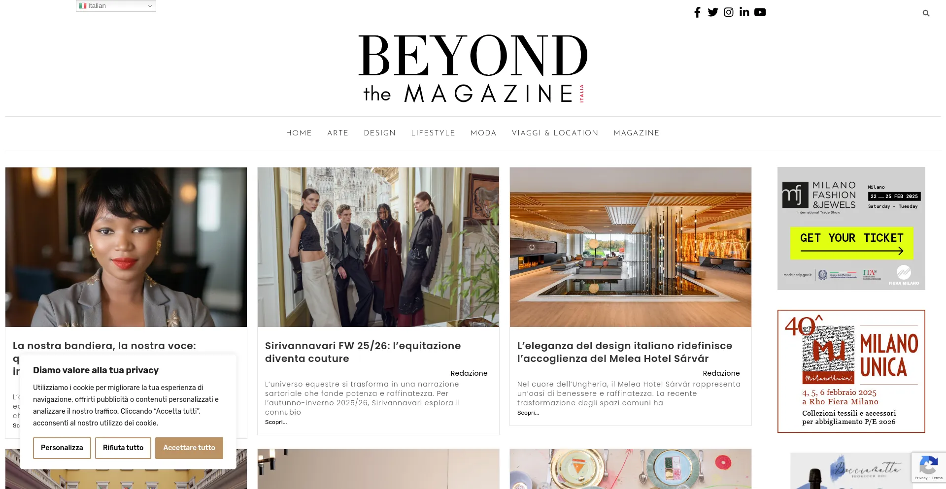 Website screenshot of Beyondthemagazine.it