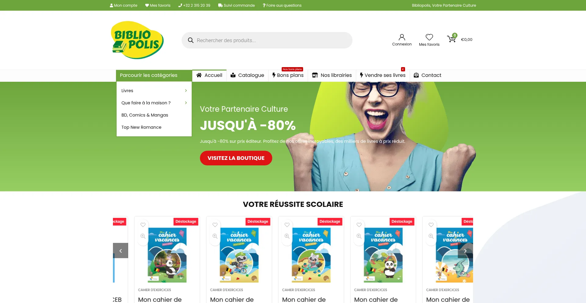 Website screenshot of Bibliopolis.be
