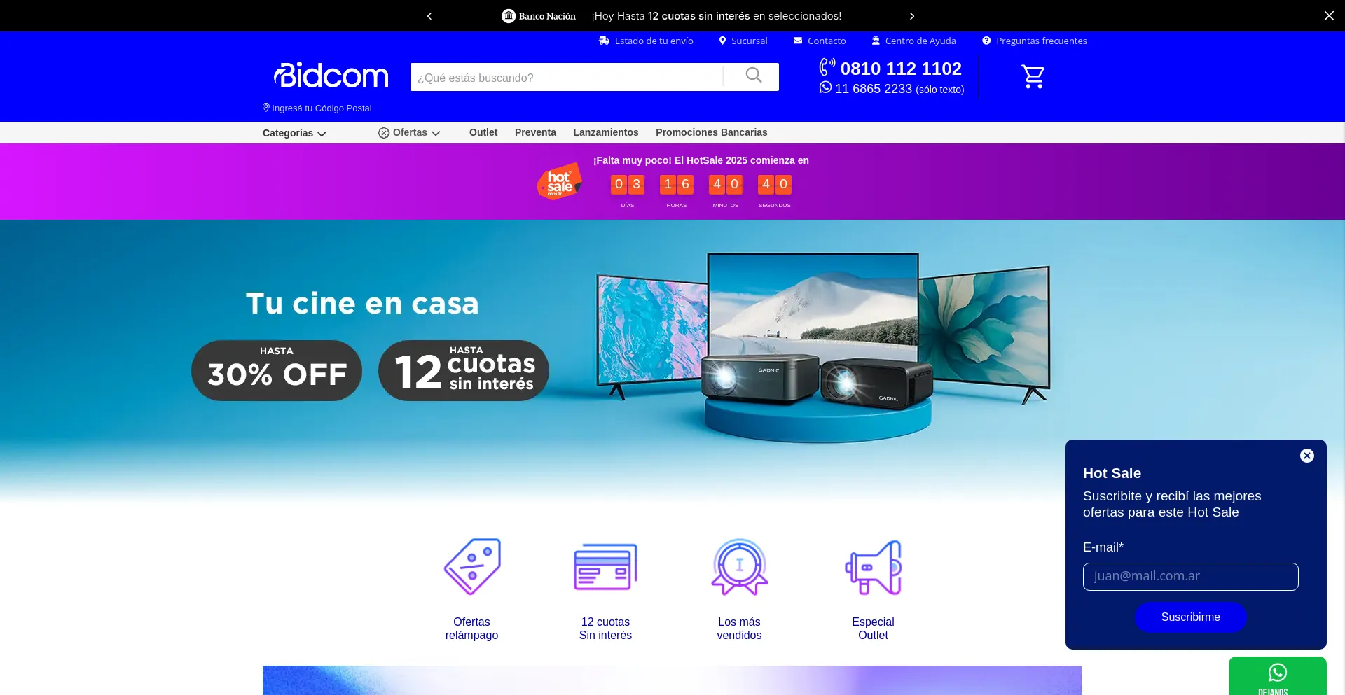 Website screenshot of Bidcom.com.ar