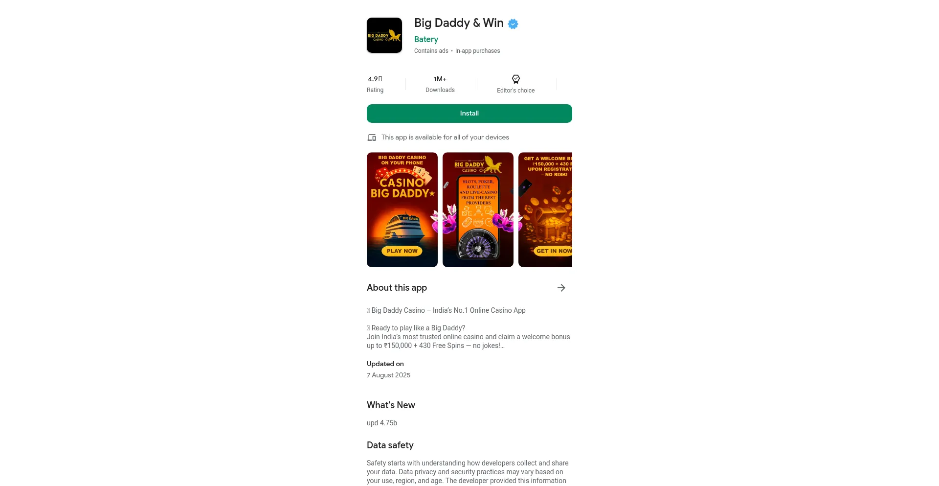 Website screenshot of Big-big-dad.online