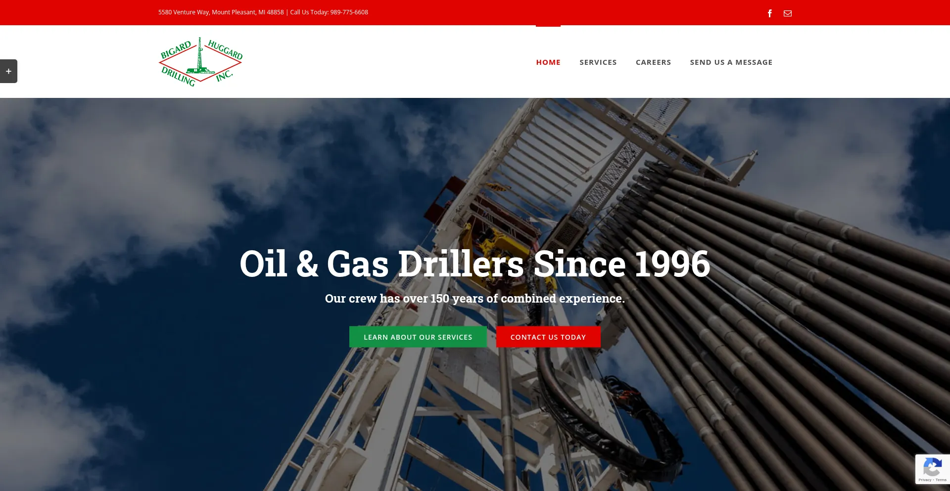 Website screenshot of Bigardandhuggarddrilling.com