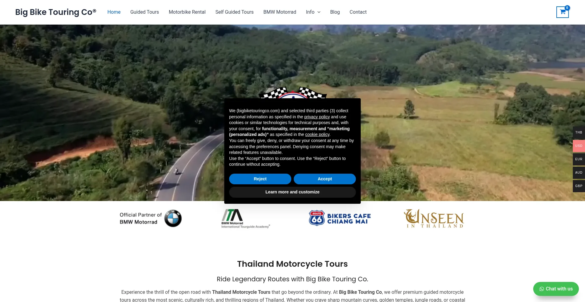 Website screenshot of Bigbiketouringco.com