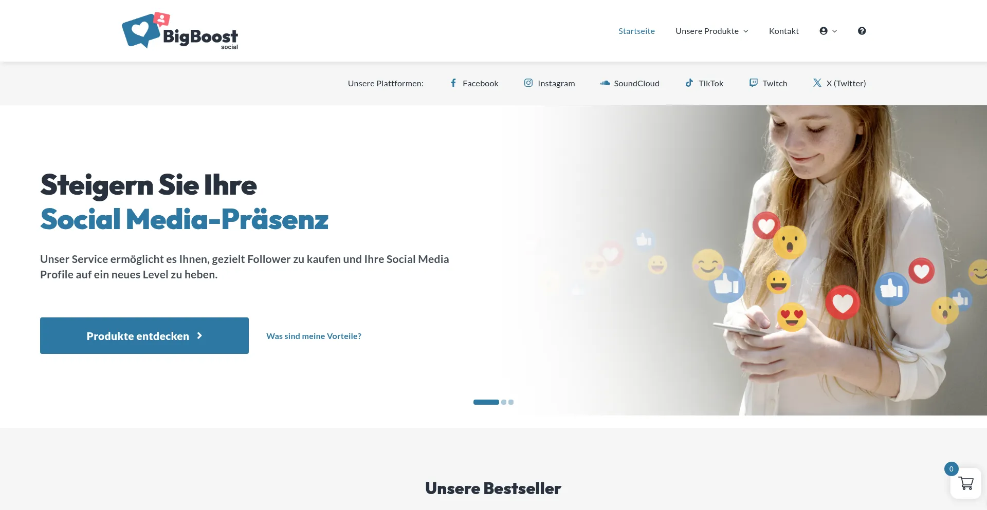 Website screenshot of Bigboost.social