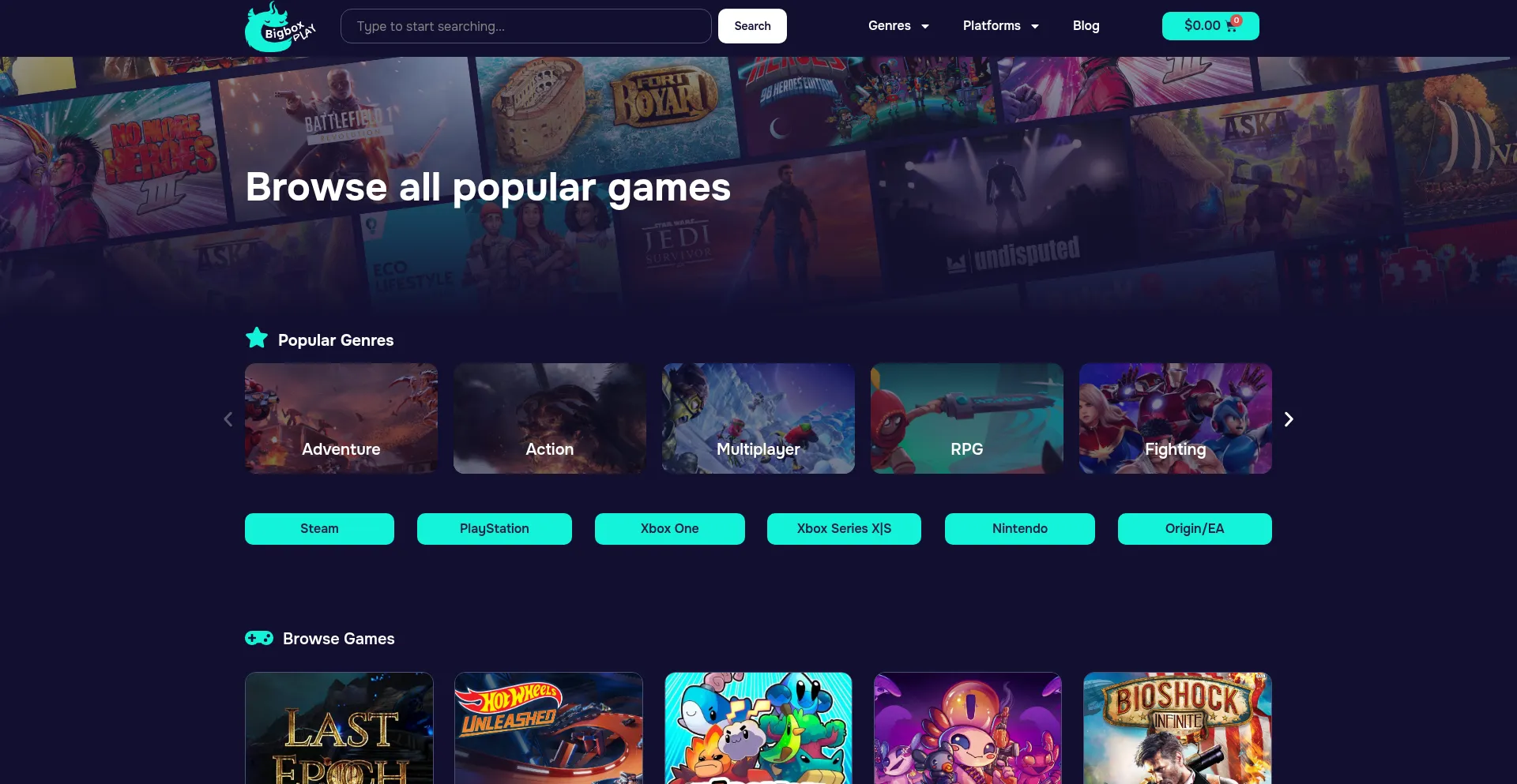 Website screenshot of Bigboxplay.online