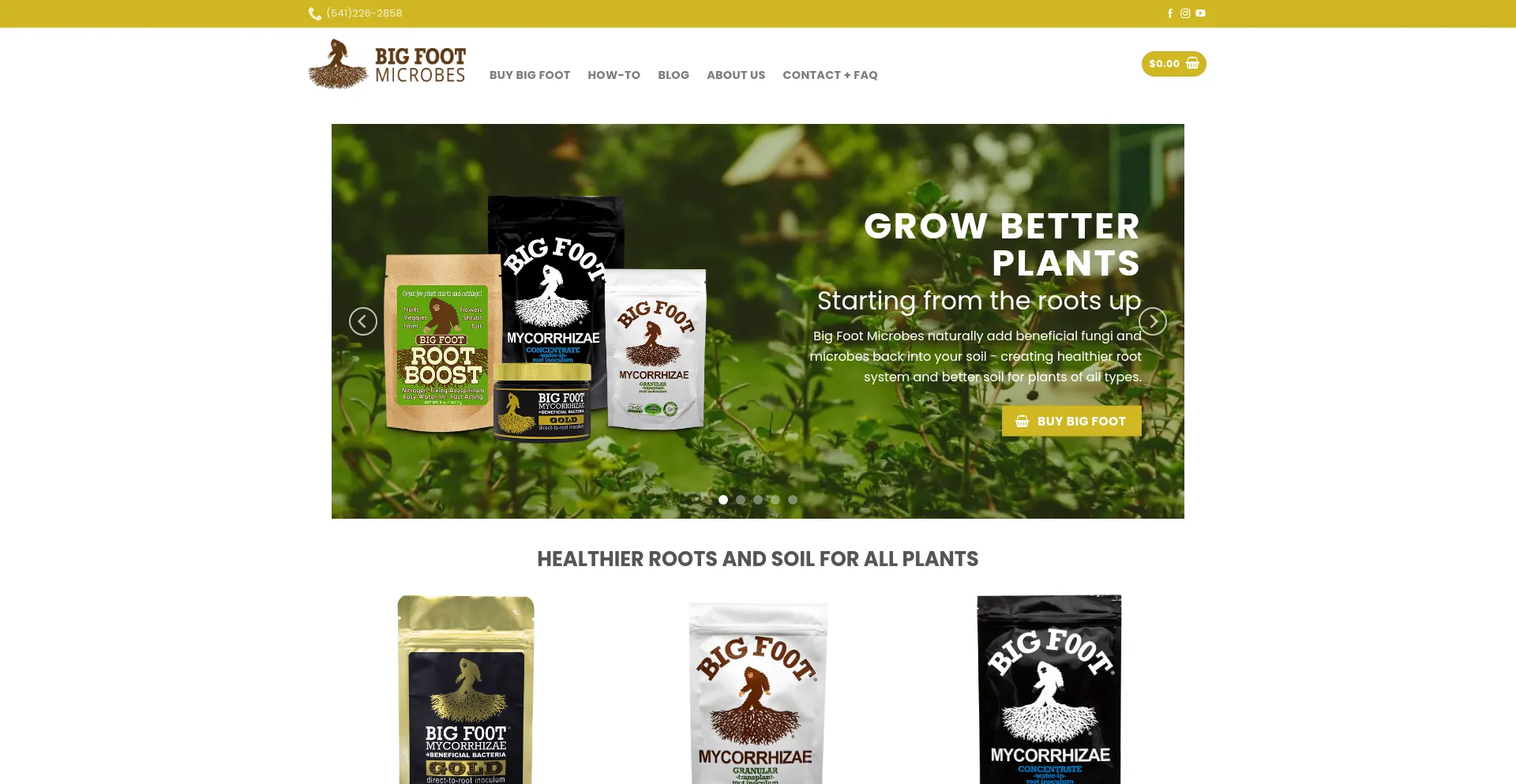Website screenshot of Bigfootmyco.com