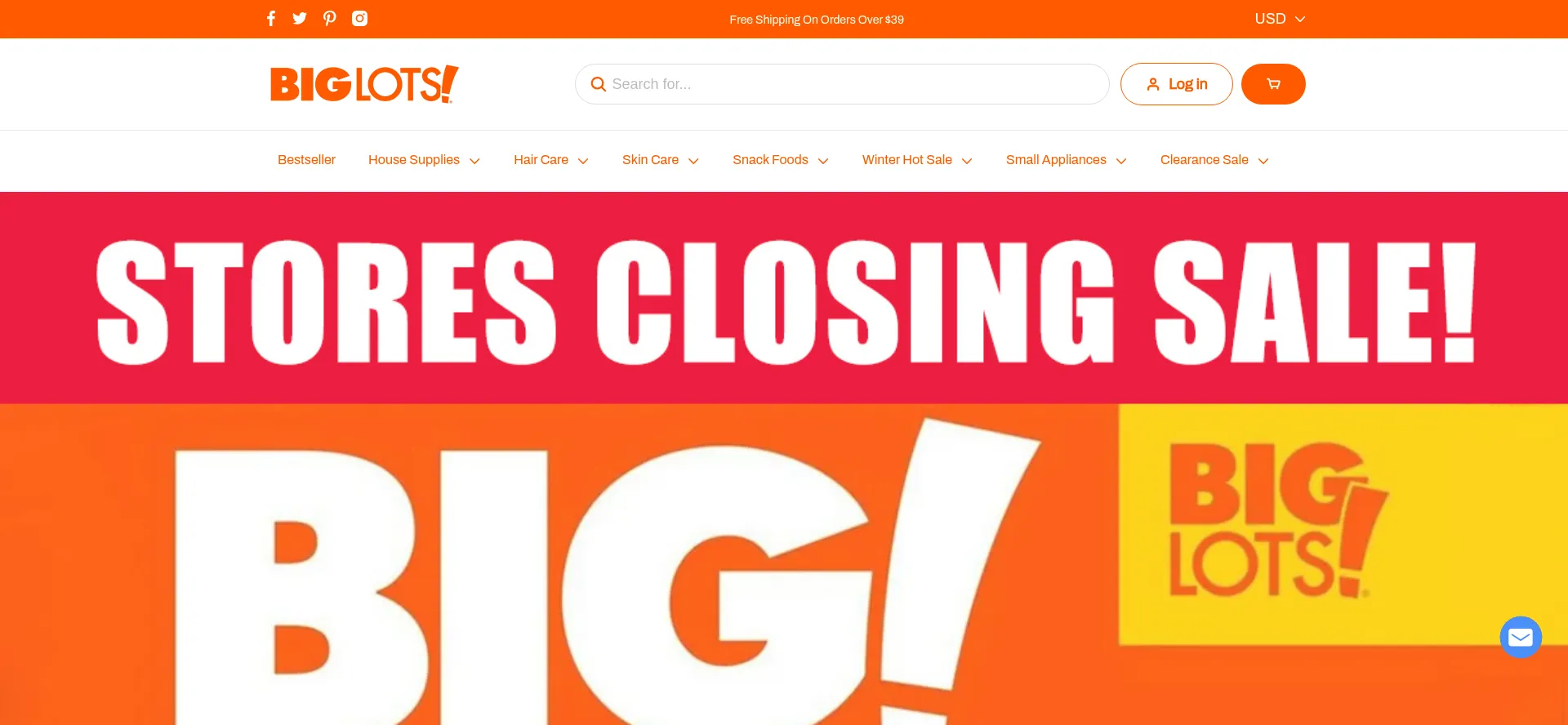 Website screenshot of Biglotscloseout.com