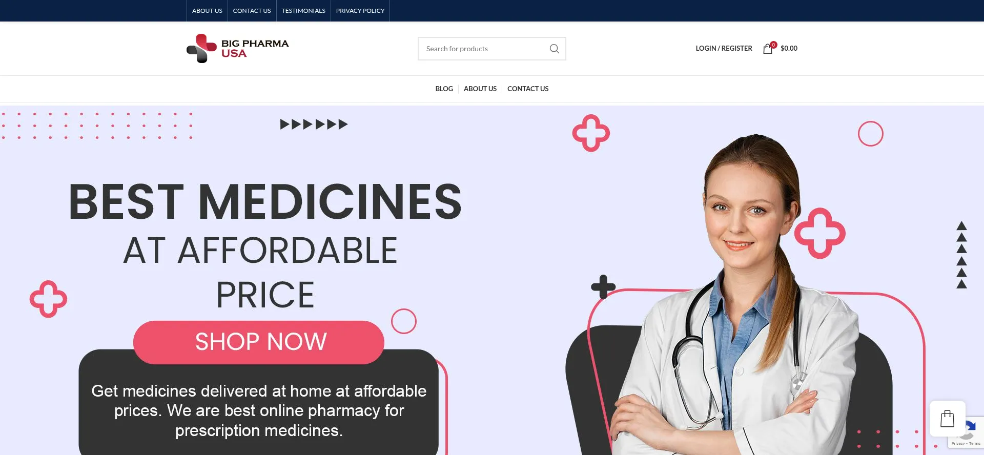 Website screenshot of Bigpharmausa.com