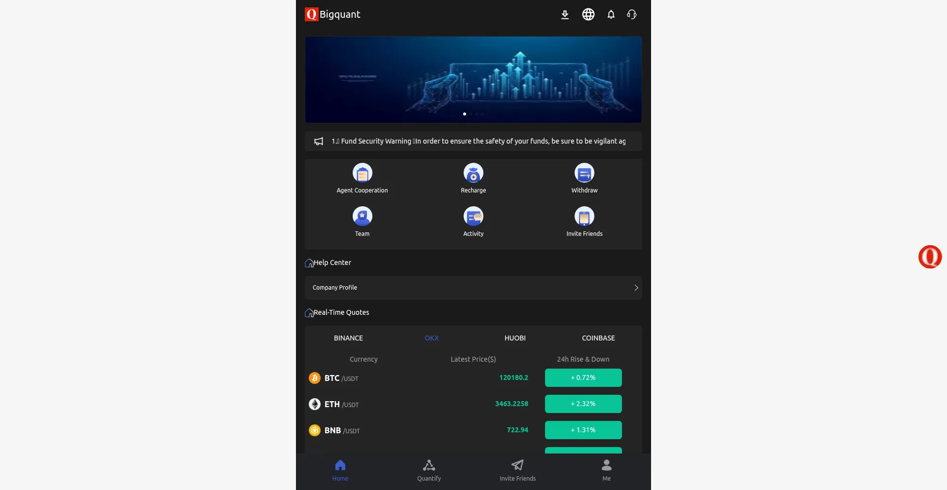 Website screenshot of Bigquant.top