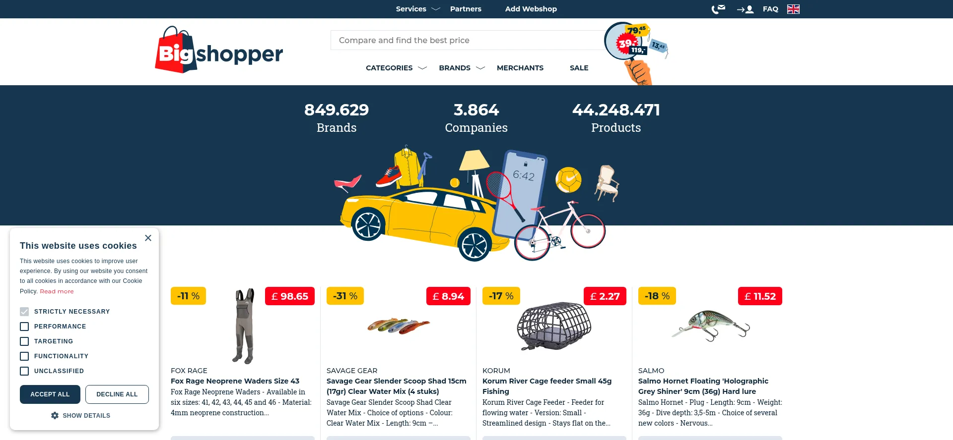 Website screenshot of Bigshopper.co.uk