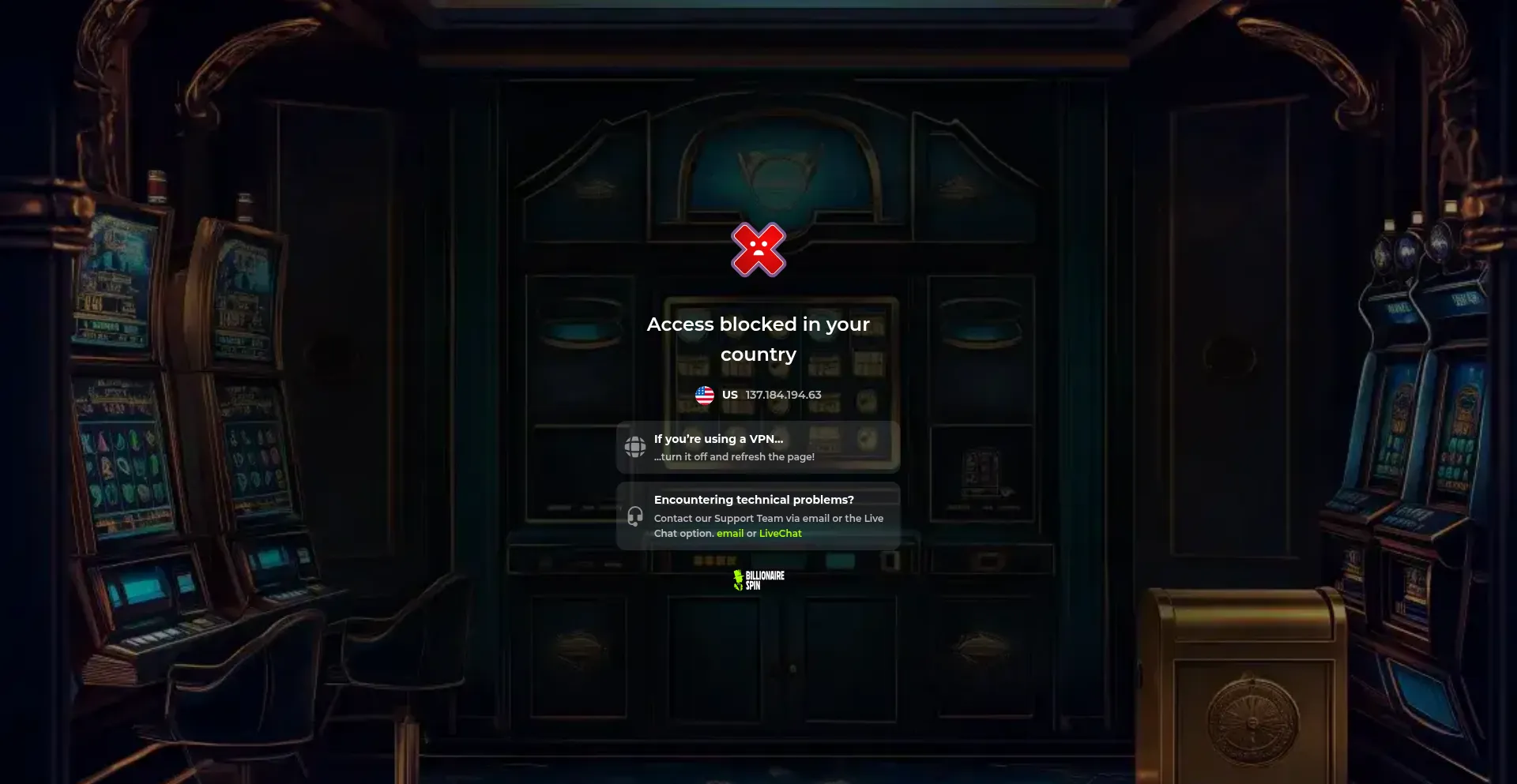 Billionairespin.com Screenshot