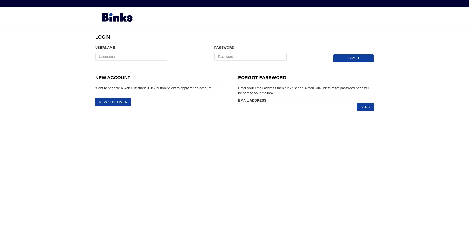 Website screenshot of Binkslink.com